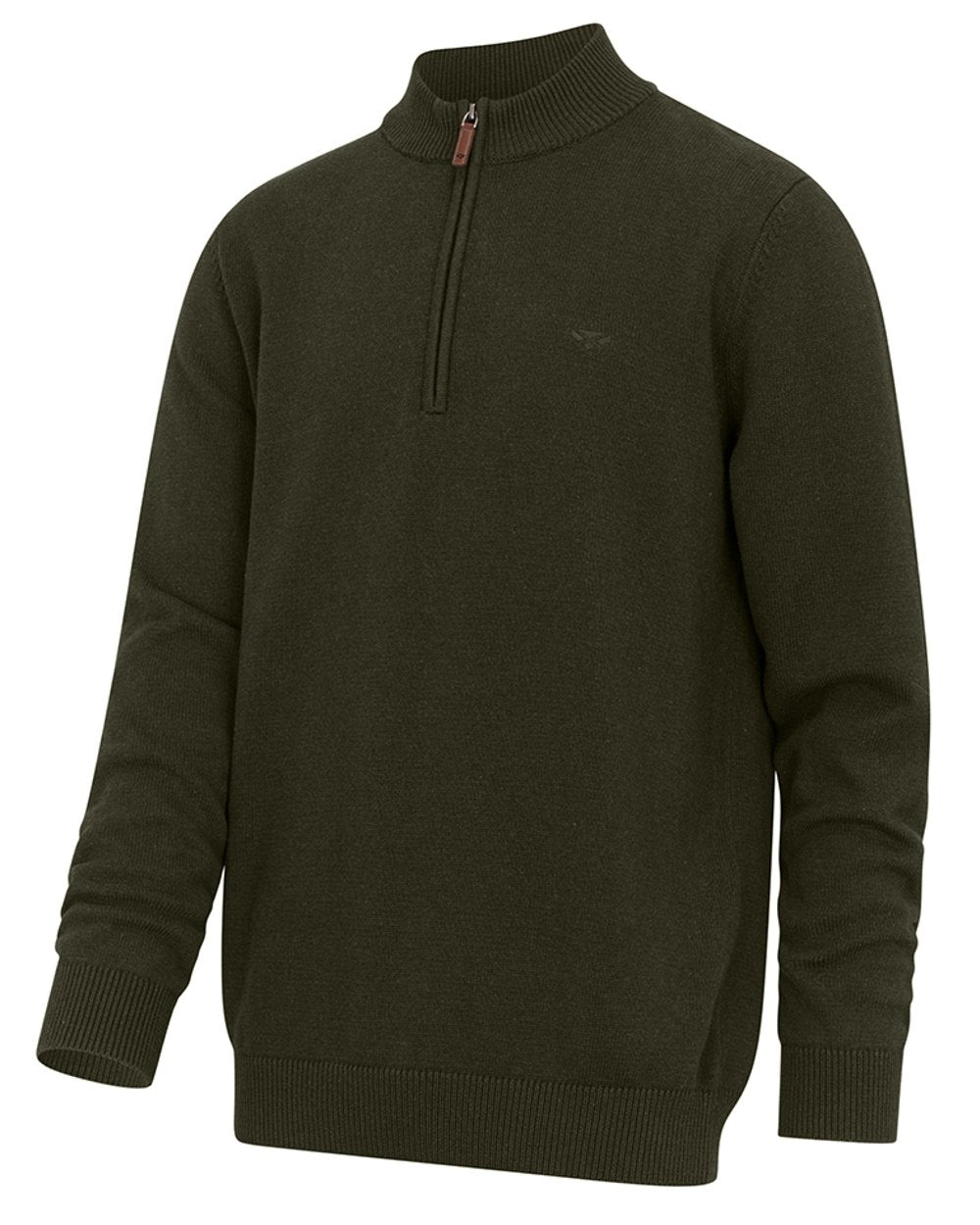 Fern Green coloured Hoggs of Fife Falkirk Quarter Zip Pullover on white background 