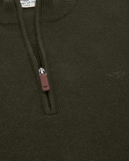 Fern Green coloured Hoggs of Fife Falkirk Quarter Zip Pullover on white background 