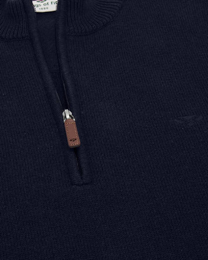 Heather Blue coloured Hoggs of Fife Falkirk Quarter Zip Pullover on white background 