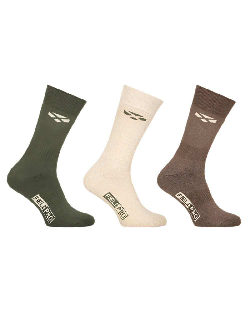 Hoggs of Fife Field Pro Country Socks Triple Pack On White Background