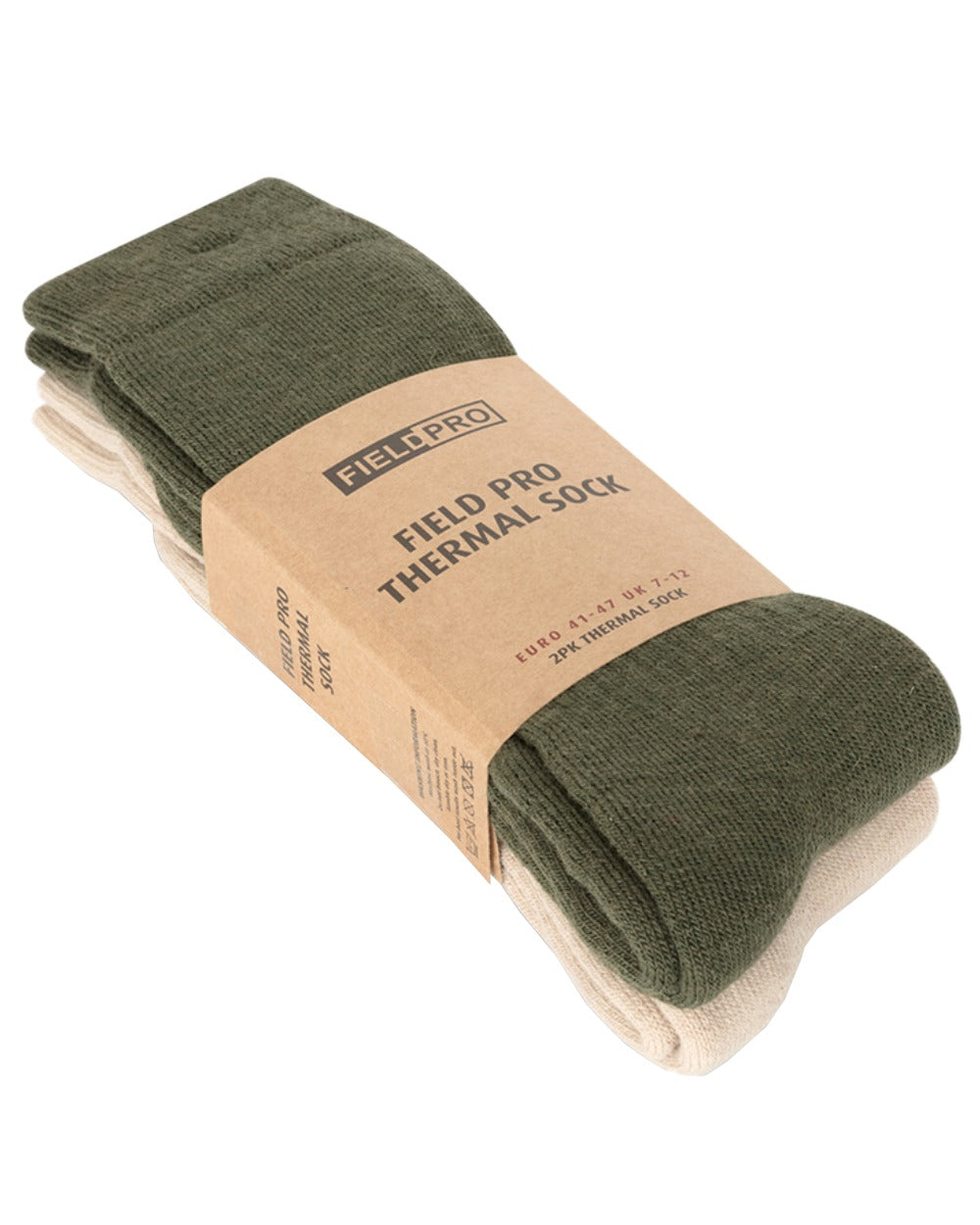 Oatmeal Olive Coloured Hoggs of Fife Field Pro Thermal Sock (2ppk) on white background 