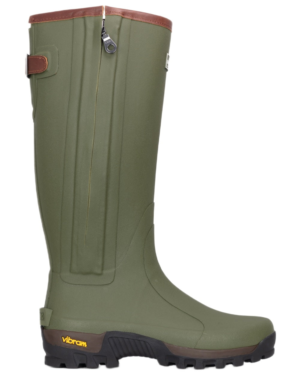 Field Green coloured Hoggs of Fife Field Sport Full Zip Wellingtons on white background 