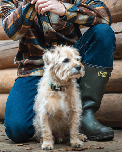 Field Green Coloured Hoggs of Fife Field Sport Neoprene Lined Wellingtons on outdoor background 