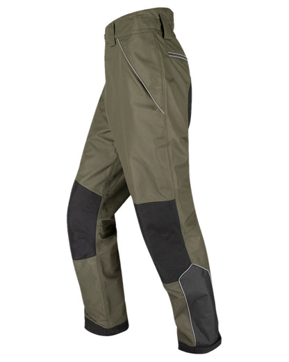 Dark Olive Coloured Hoggs of Fife Field Tech Waterproof Trousers on white background 