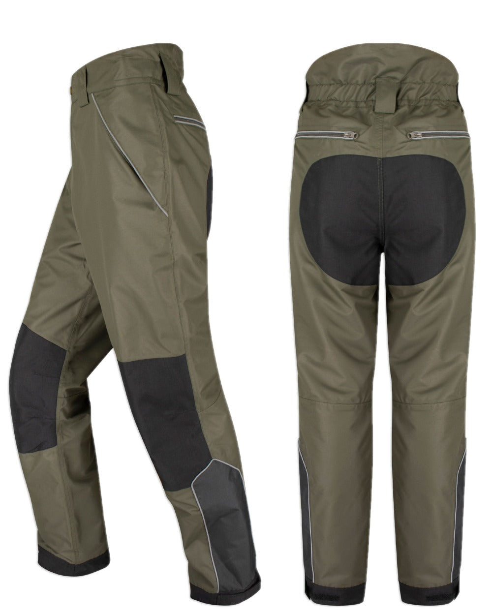 Dark Olive Coloured Hoggs of Fife Field Tech Waterproof Trousers on white background 