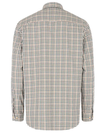 Brown Green Coloured Hoggs of Fife Garvock Cotton Twill Herringbone Check Shirt on white background 