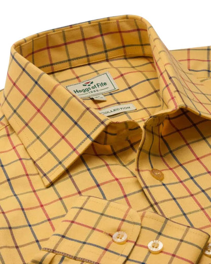 Gold Tattersall Coloured Hoggs of Fife Governor Tattersall Shirt on white background 