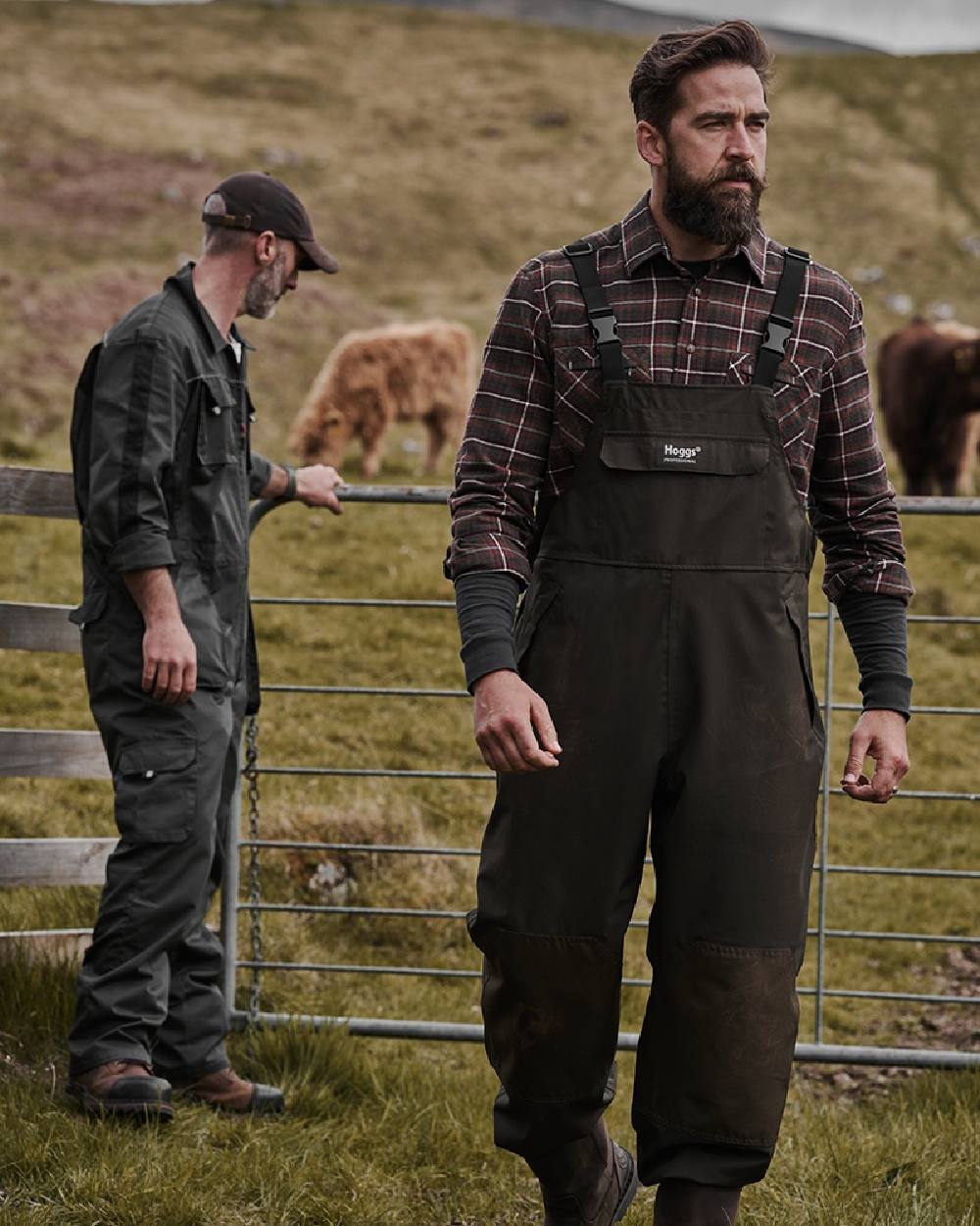 Green Coloured Hoggs of Fife Green King II Waterproof Bib &amp; Brace on mountain background 