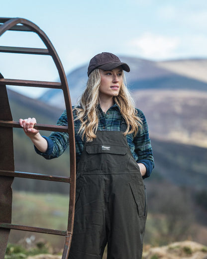 Green Coloured Hoggs of Fife Green King II Waterproof Bib &amp; Brace on mountain background 