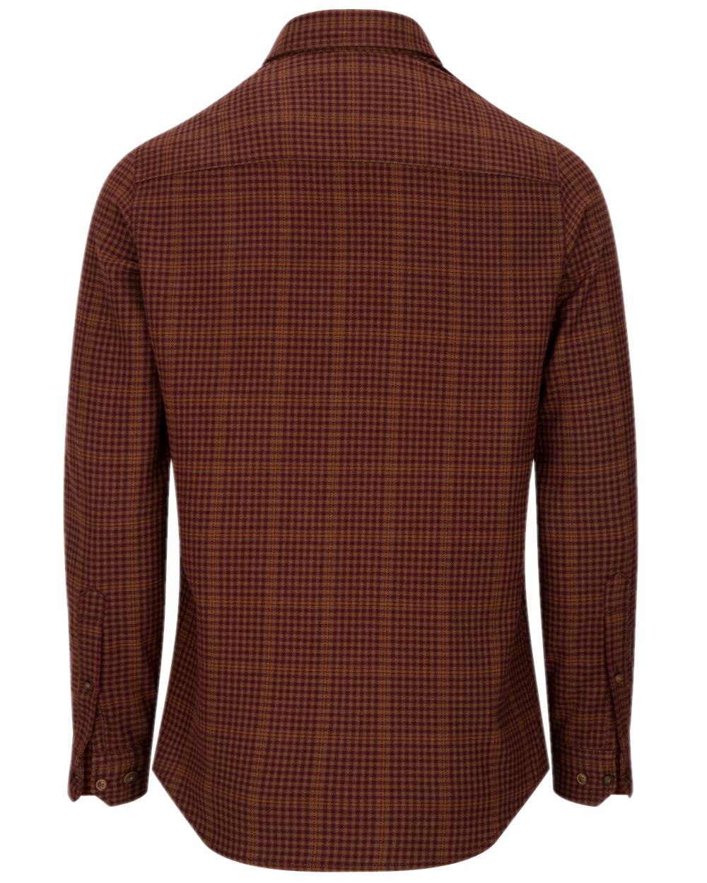 Rust Coloured Hoggs of Fife Harris Cotton Twill Check Shirt on white background 