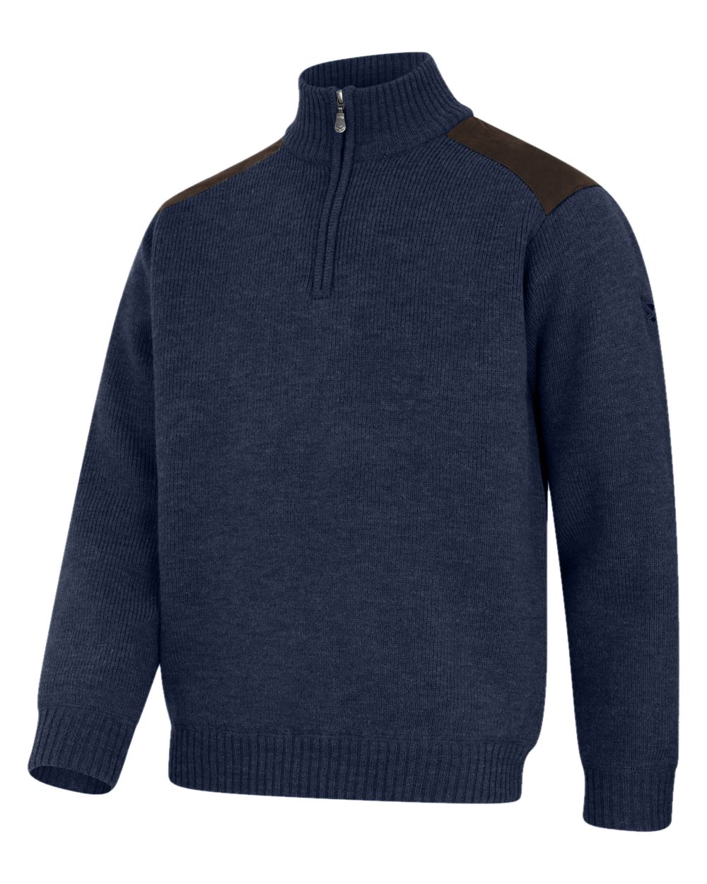 Storm Blue coloured Hoggs of Fife Hebrides II Quarter Zip Windproof Pullover on white background 