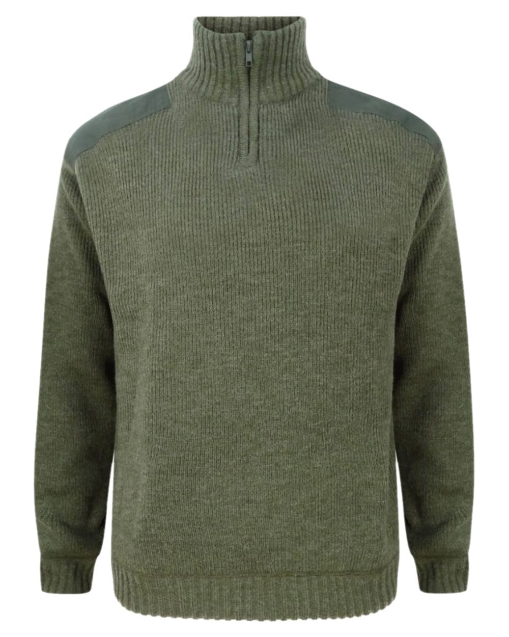 Loden Coloured Hoggs of Fife Hebrides Zip Neck Windproof Pullover on white background 