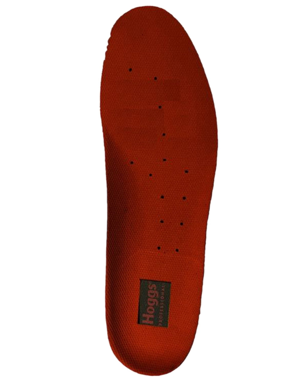 Red Coloured Hoggs of Fife Insoles on white background 