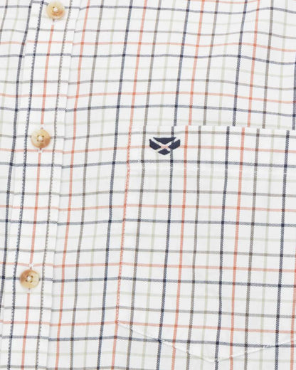 Navy Rust coloured Hoggs of Fife Inverness Pure Cotton Tattersall Shirt on white background 