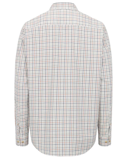 Navy Rust coloured Hoggs of Fife Inverness Pure Cotton Tattersall Shirt on white background 