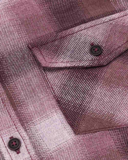 Burgundy Coloured Hoggs of Fife Isla Flannel Check Shirt on white background 