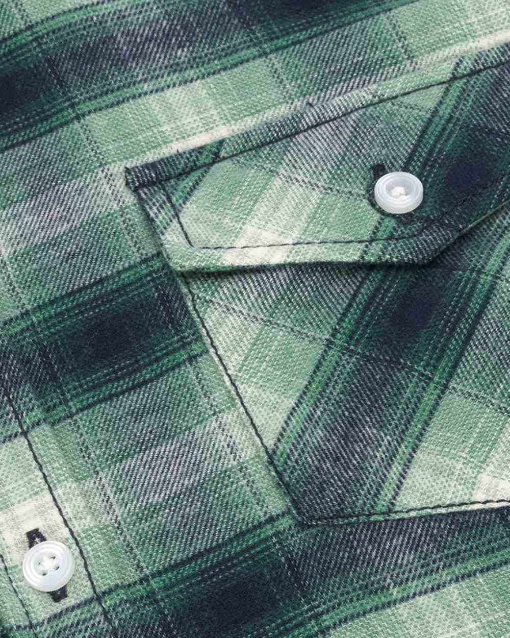 Green Coloured Hoggs of Fife Isla Flannel Check Shirt on white background 