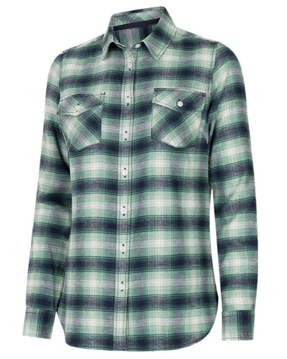 Green Coloured Hoggs of Fife Isla Flannel Check Shirt on white background 