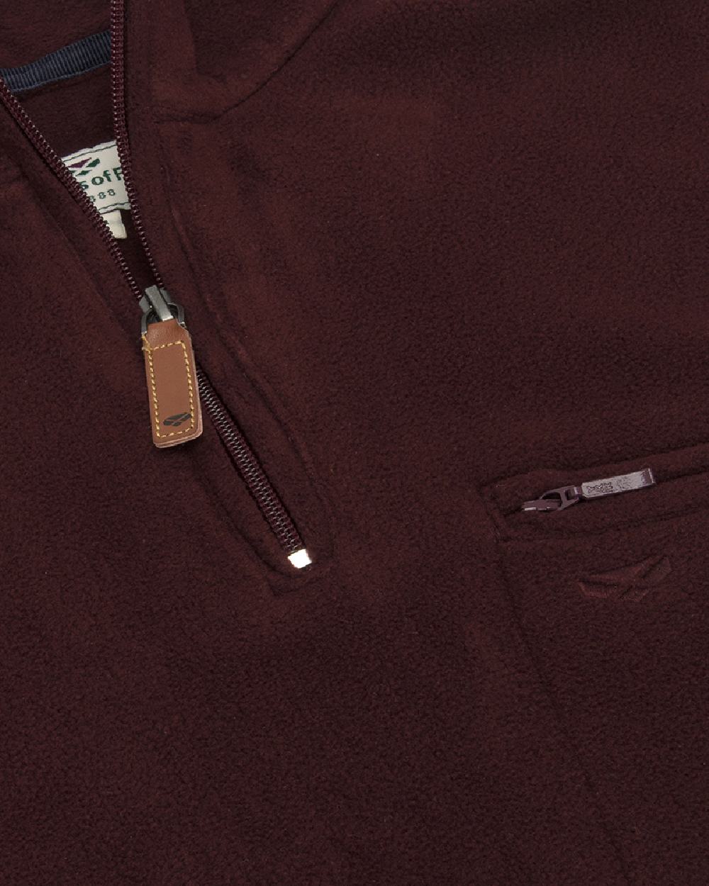 Burgundy coloured Hoggs of Fife Islander 1/4 Zip Micro Fleece Shirt on white background 