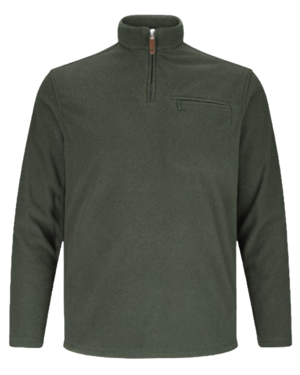 Dark Green coloured Hoggs of Fife Islander 1/4 Zip Micro Fleece Shirt on white background 