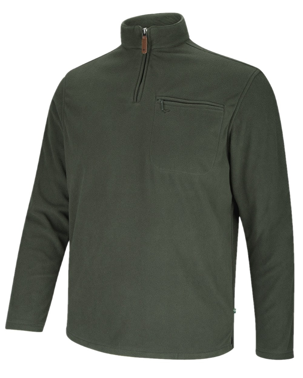 Dark Green coloured Hoggs of Fife Islander 1/4 Zip Micro Fleece Shirt on white background 