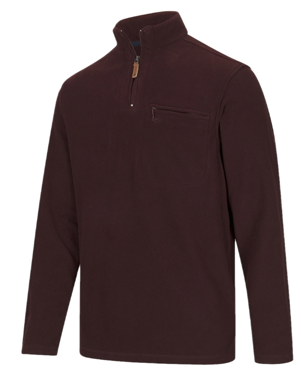 Burgundy coloured Hoggs of Fife Islander 1/4 Zip Micro Fleece Shirt on white background 