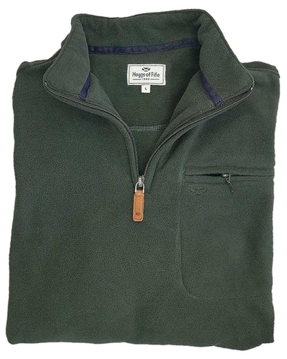 Dark Green coloured Hoggs of Fife Islander 1/4 Zip Micro Fleece Shirt on white background 