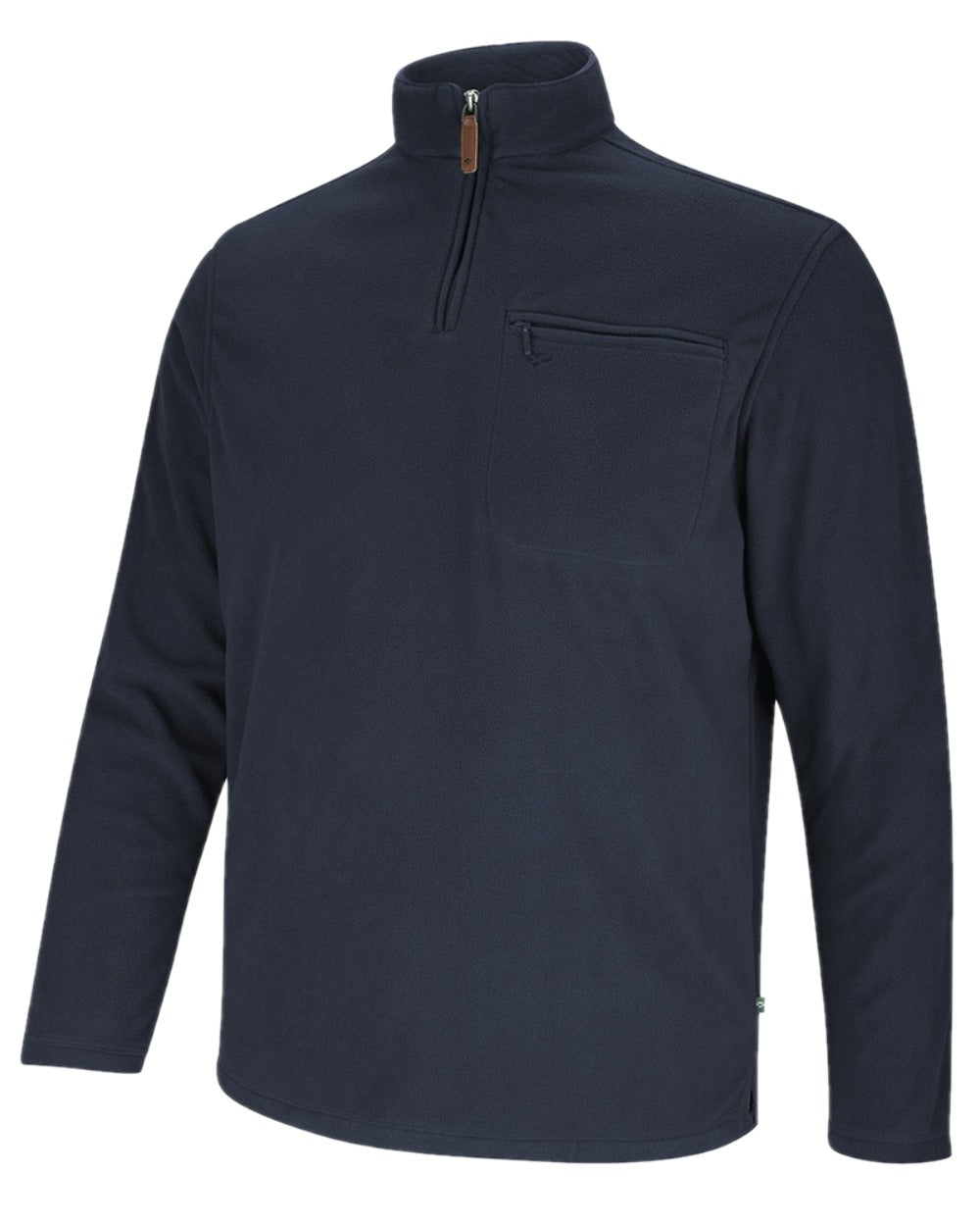 Navy coloured Hoggs of Fife Islander 1/4 Zip Micro Fleece Shirt on white background 