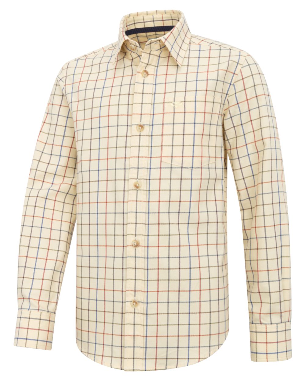 Barley coloured Hoggs of Fife Junior Laird Premier Tattersall Shirt on white background 