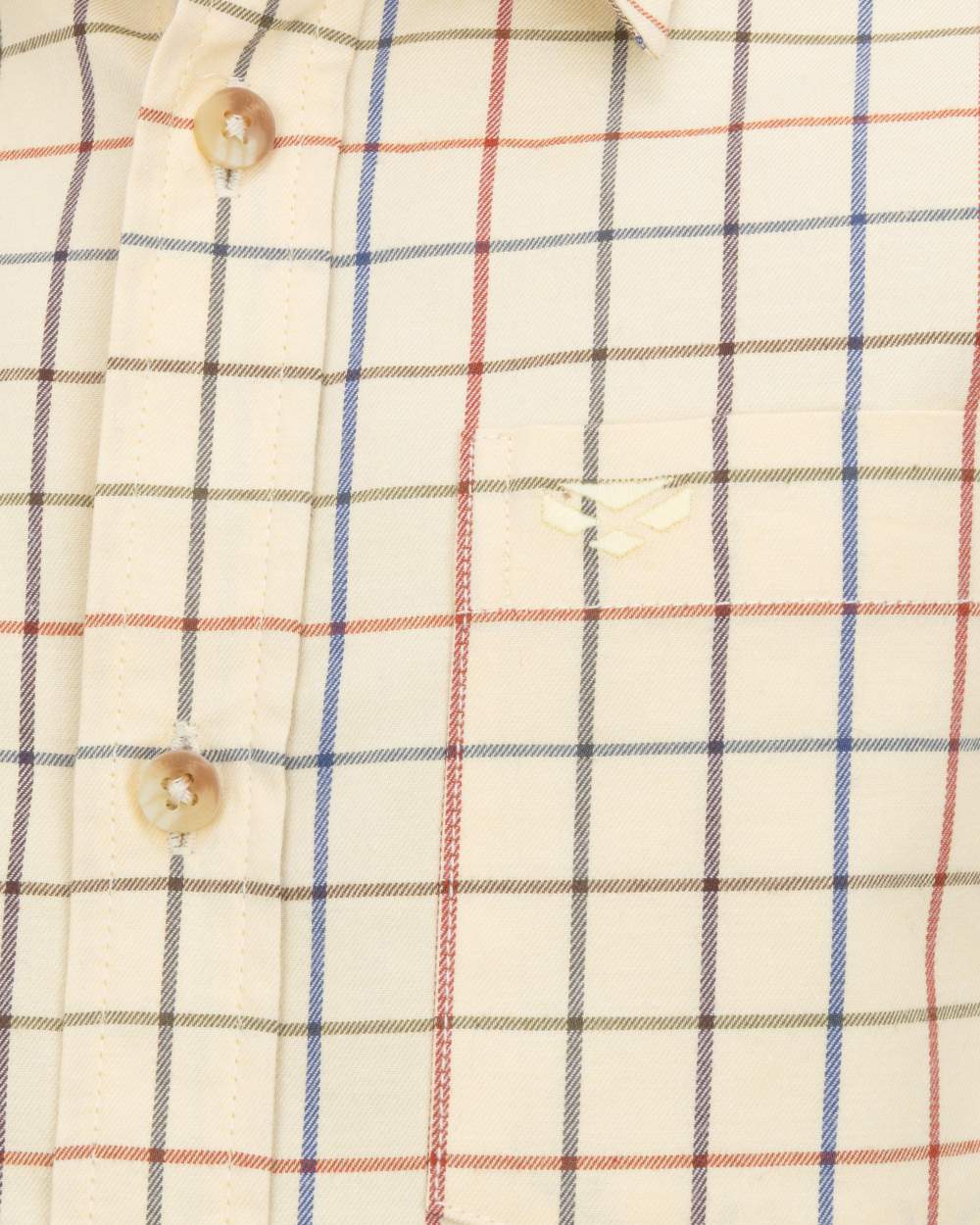 Barley coloured Hoggs of Fife Junior Laird Premier Tattersall Shirt on white background 