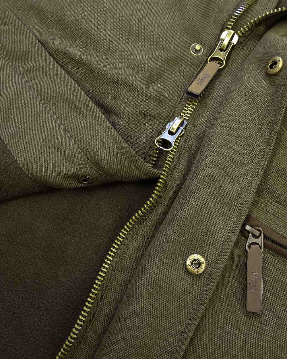 Olive Green Coloured Hoggs of Fife Kincraig Waterproof Field Jacket on white background 