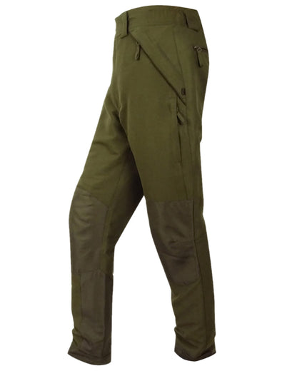 Olive Green Coloured Hoggs of Fife Kincraig Waterproof Field Trousers on white background 