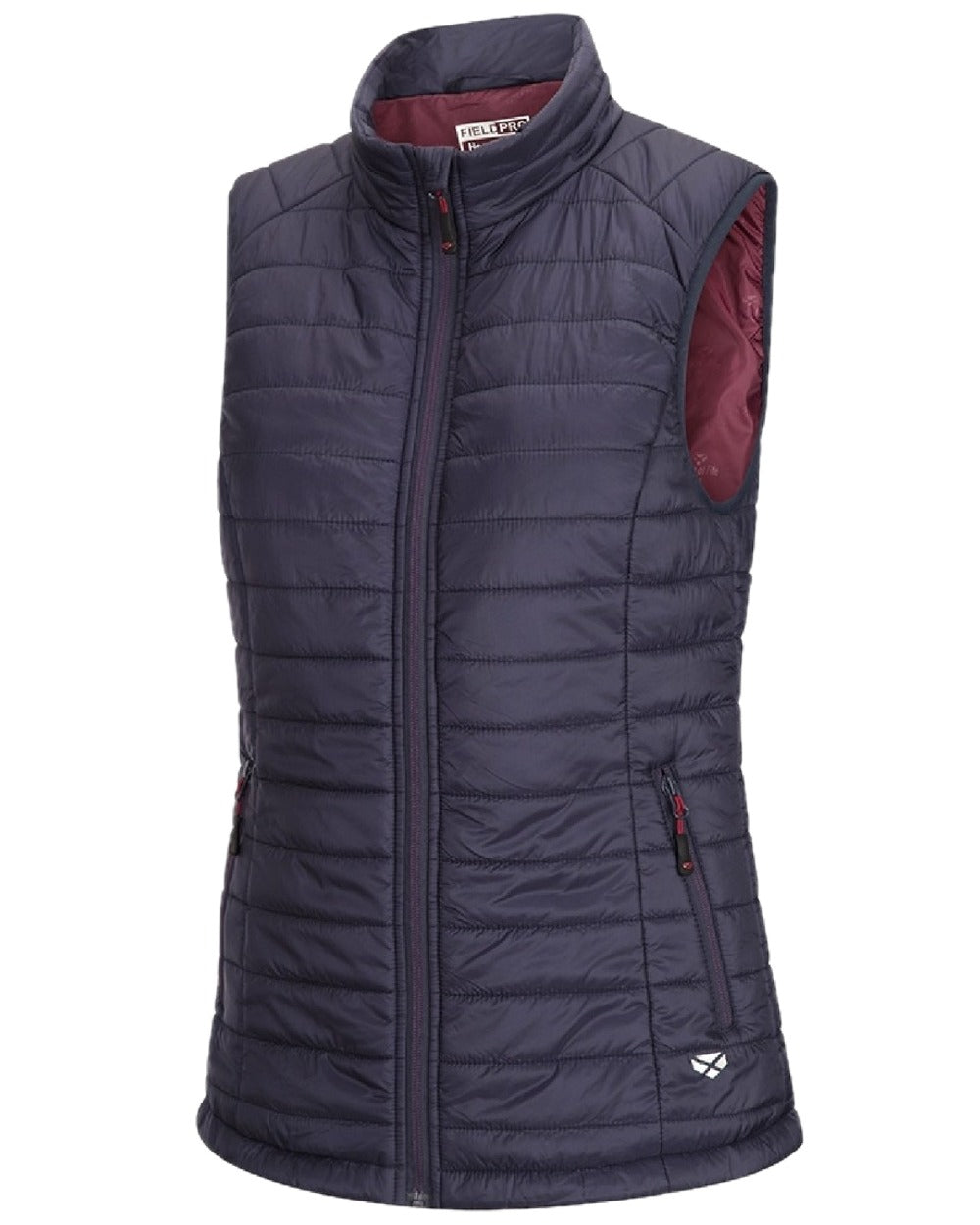 Navy Merlot Coloured Hoggs of Fife Kingston Ladies Rip-Stop Gilet on white background 