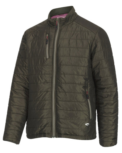 Olive Merlot Coloured Hoggs of Fife Kingston Lightweight Quilted Jacket on white background 