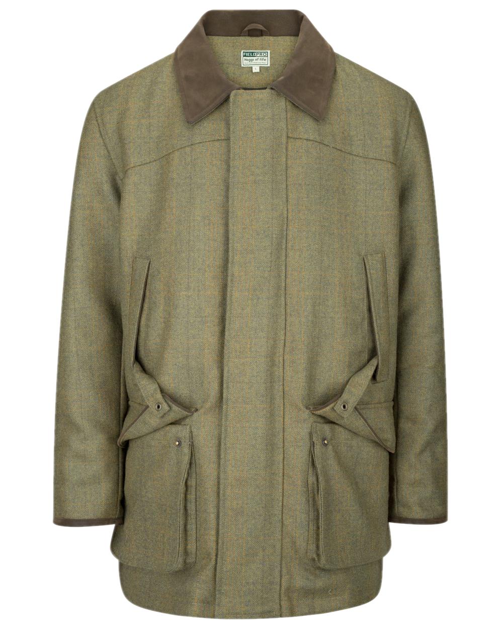 Autumn Bracken Coloured Hoggs of Fife Kinloch Technical Tweed Field Coat on white background 