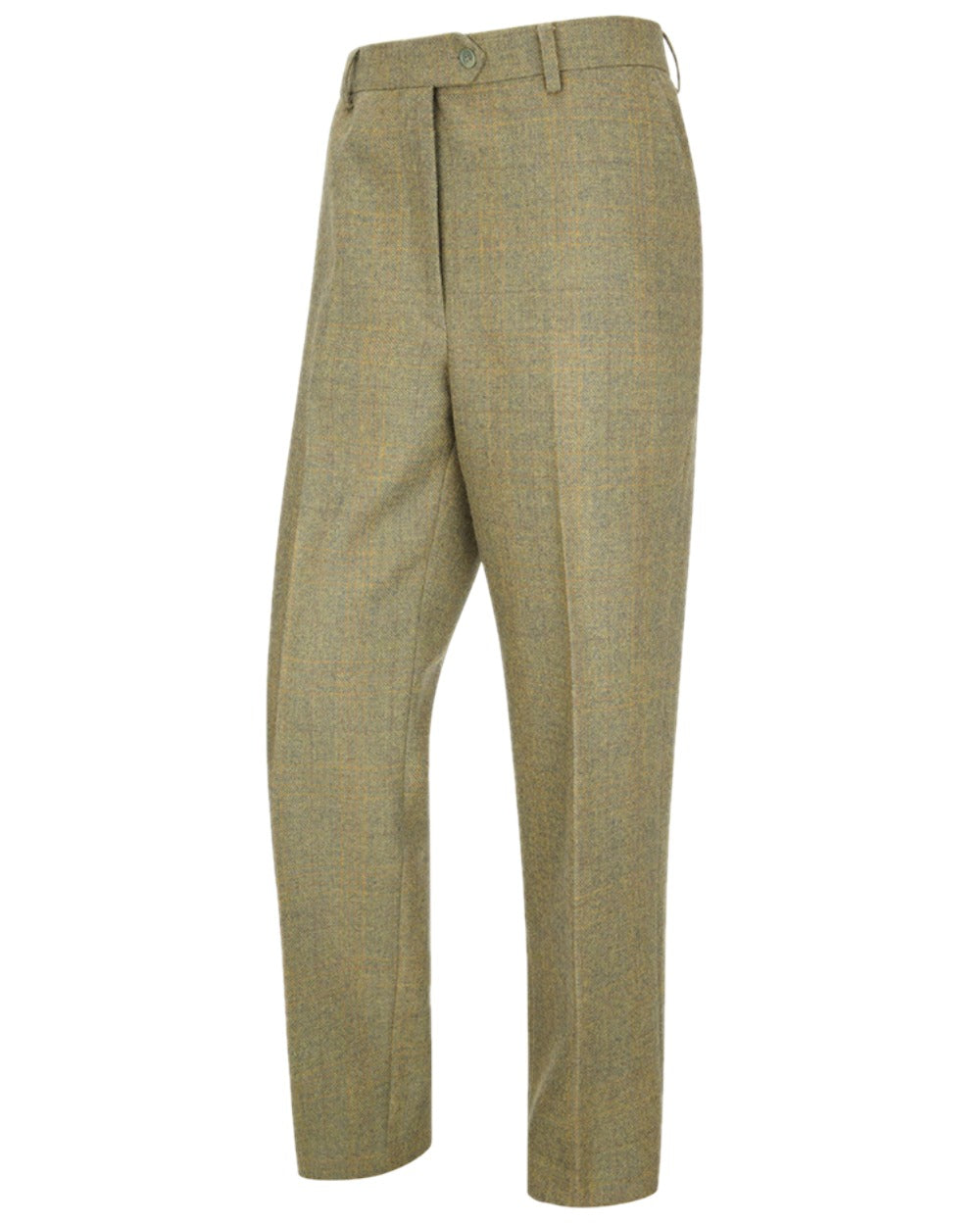 Green Coloured Hoggs of Fife Kinloch Tweed Trousers on white background 