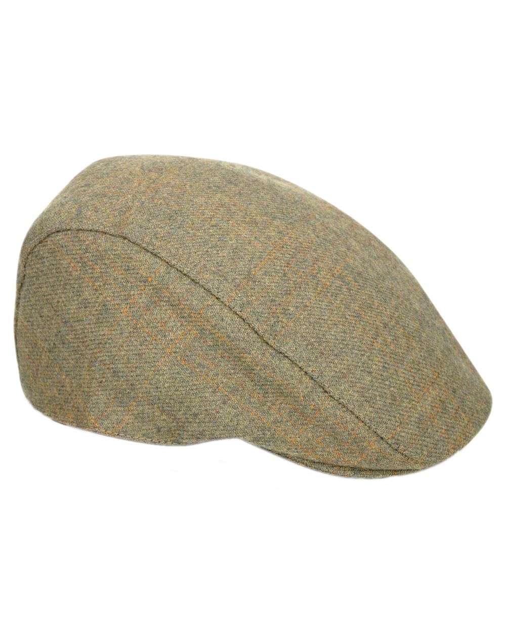 Autumn Bracken Coloured Hoggs of Fife Kinloch Waterproof Tweed Flat Cap on white background 