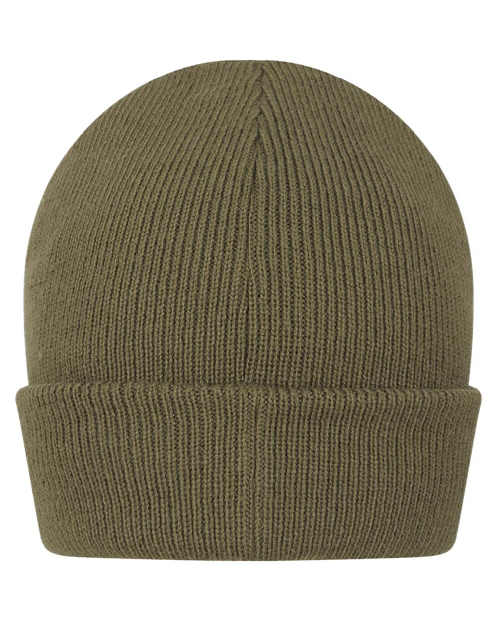 Olive coloured Hoggs of Fife Knitted Thinsulate Waterproof Beanie on white background 