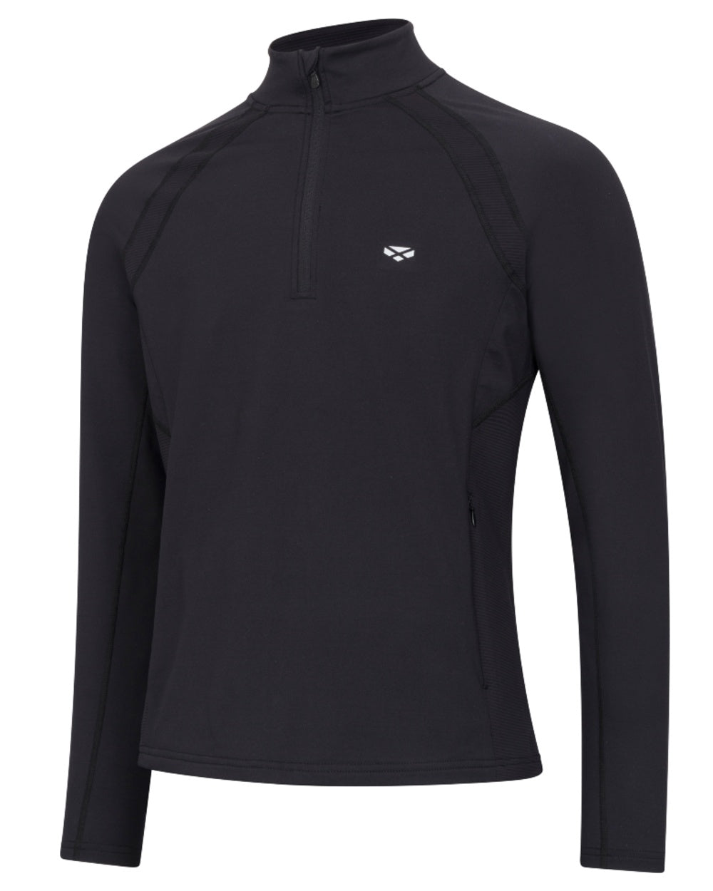 Black coloured Hoggs of Fife Ladies Skye Active Quarter Zip Top on white background 