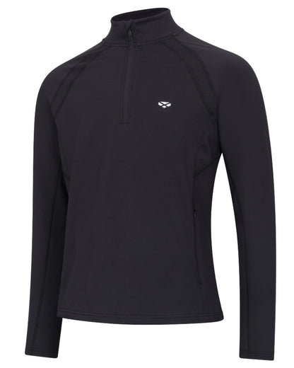 Black coloured Hoggs of Fife Ladies Skye Active Quarter Zip Top on white background 