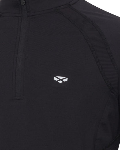 Black coloured Hoggs of Fife Ladies Skye Active Quarter Zip Top on white background 