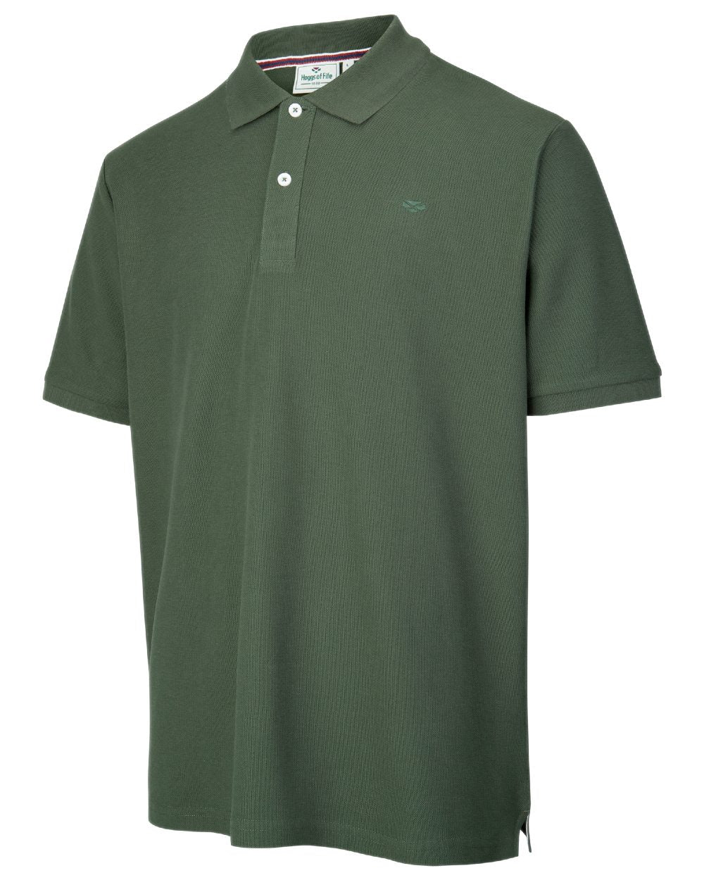 Bottle Green Coloured Hoggs of Fife Largs Pique Polo Shirt on white background 