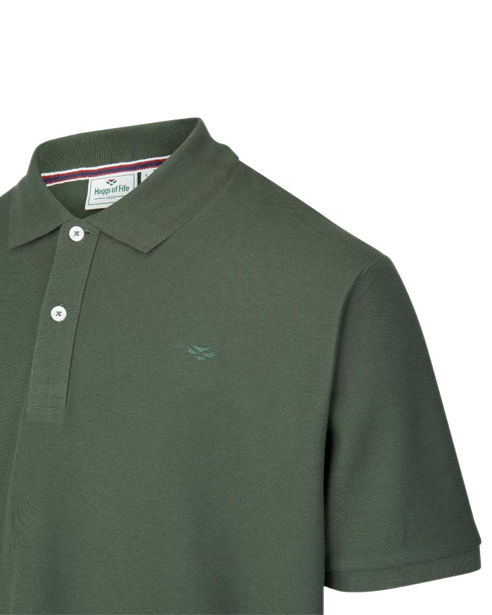 Bottle Green Coloured Hoggs of Fife Largs Pique Polo Shirt on white background 