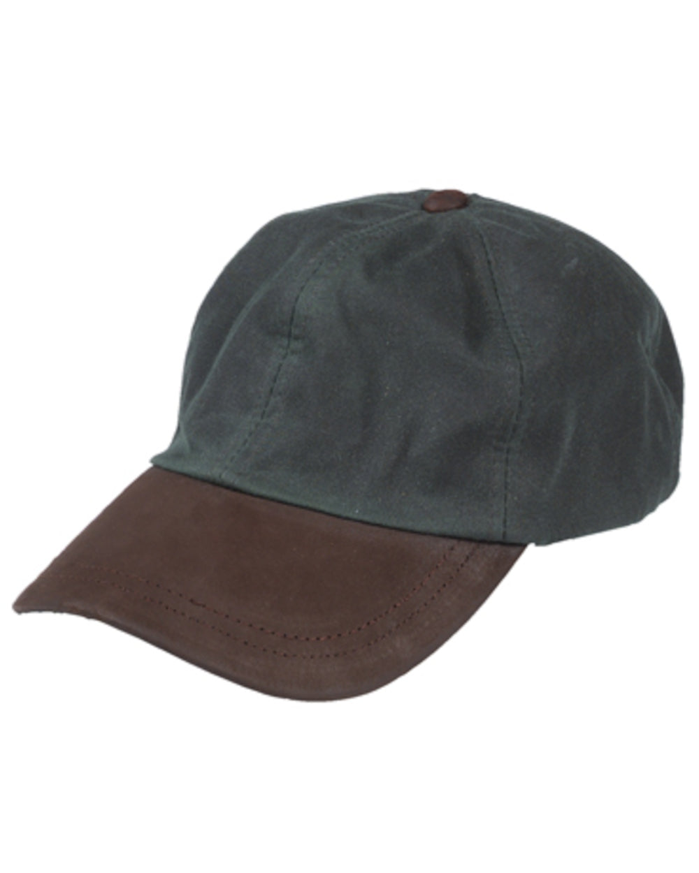 Navy Coloured Hoggs of Fife Leather Peak Waxed Baseball Cap on white background 