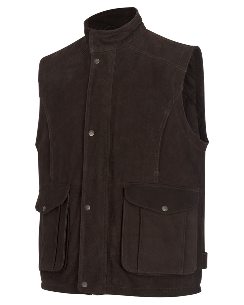 Chocolate Coloured Hoggs of Fife Lomond II Leather Waistcoat on white background 