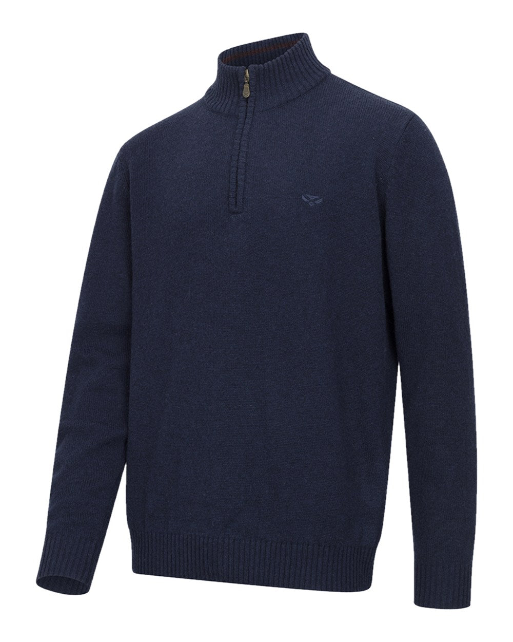 Navy Marl Coloured Hoggs of Fife Lothian II Quarter Zip Pullover on white background 