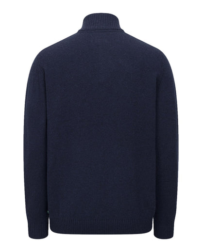 Navy Marl coloured Hoggs of Fife Lothian II Quarter Zip Pullover on white background 