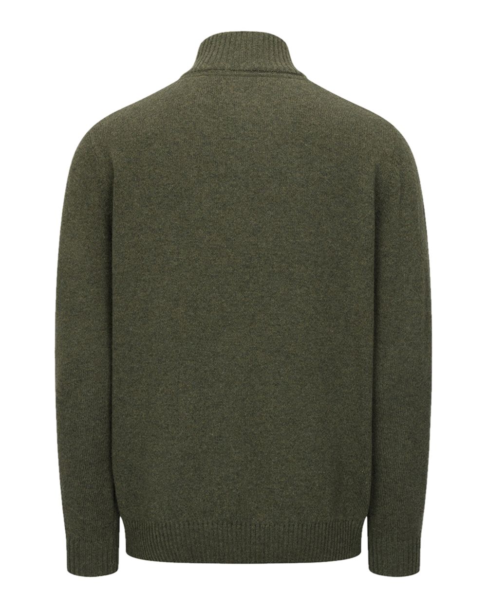 Olive Marl coloured Hoggs of Fife Lothian II Quarter Zip Pullover on white background 