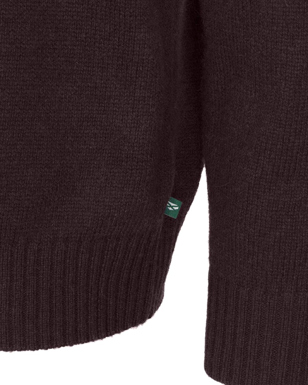 Redwood Coloured Hoggs of Fife Lothian II Quarter Zip Pullover on white background 