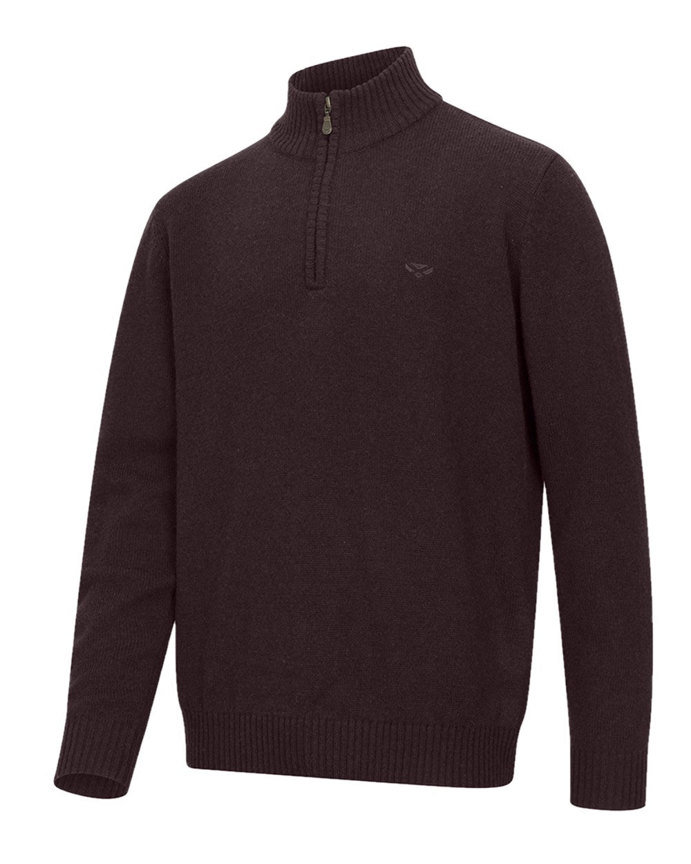 Redwood coloured Hoggs of Fife Lothian II Quarter Zip Pullover on white background 